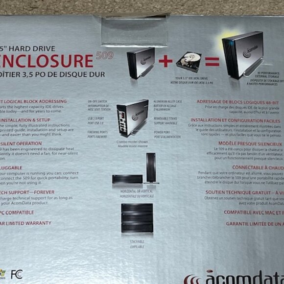 NEW Acomdata 3.5" Hard Drive Enclosure 509 - Picture 3 of 9